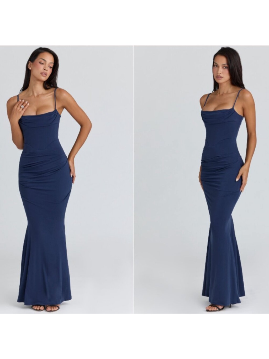 House Of Cb 'Milena' Navy Corset Maxi Dress Size L Nwot
